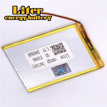 1.0 MM conector de 3 patillas 376996 3.7 V 2800mah plana recargable puro lipo de 3,7 v batería de litio de la Tableta de la PC de la Batería