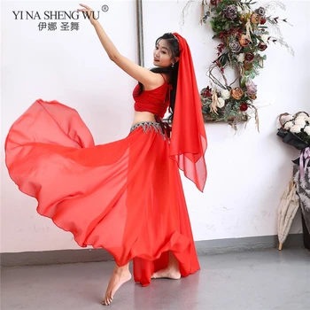 Verano de las Mujeres Sexy de la Danza del Vientre Traje de Rendimiento de Ropa de Chicas de Moda de Gasa de la India, Danza del Vientre Superior Gran Falda de la Práctica