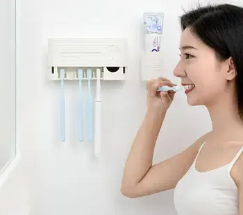 Nuevo telligent esterilización cepillo de dientes rack de secado desinfección ultravioleta UVC montado en la pared Inteligente