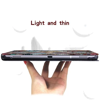 Para Samsung Galaxy Tab 10.1(T510/T515)/10.5(T590/T595) a prueba de Choques de la Impresión Plegable Flip de Cuero de la PU caja de la Tableta + Lápiz