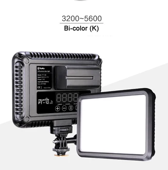 PT-12B Slim Luz de Vídeo LED Bi-Color y Regulable Pantalla LCD RÉFLEX digital Studio de Luz LED de la Lámpara del Panel 3200-5600K para la Cámara Videocámara DV