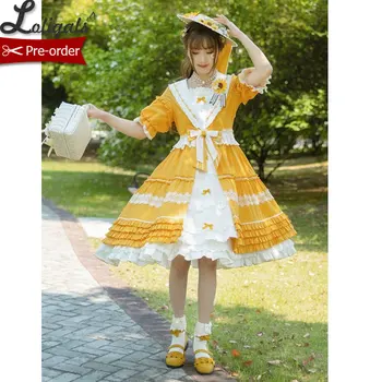 Floración Girasoles ~ Dulce de Manga Corta Vestido de Lolita Clásico Vestido de Fiesta de Alice Chica ~ Pre-orden