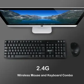 BEISK Pack de teclado plus español ratón inalámbrico, la sensibilidad mecánica para PC, Mac, Windows, etc Negro