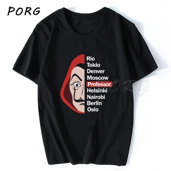 Casa de Papel de Camiseta de los Hombres Divertido Diseño de La Casa De Papel Camiseta de Dinero Heist Camisetas Series Tv camiseta Camisetas de Manga Corta de los Hombres
