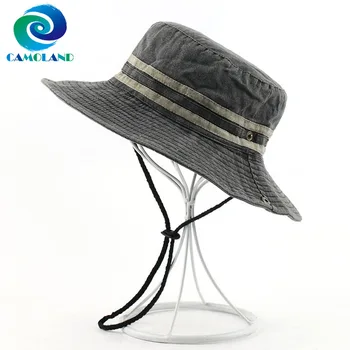 CAMOLAND Diseño de Rayas Cubo Sombrero Masculino de Algodón Bob Panamá Tapa de Alta Calidad de Verano UPF50+ Sombrero de Sol Unisex de Senderismo Pesca Tapas