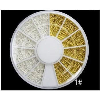 1box Mini de Acero Inoxidable de Cuentas En la Rueda de Uñas Caviar, Perlas de Clavos Clavos de Oro de Plata Perlas de Uñas de Arte de Accesorios de Decoración