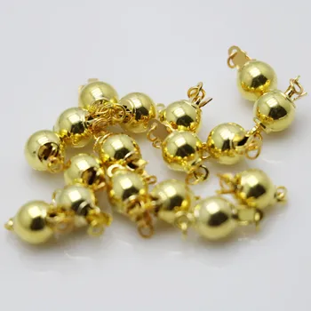 10PCS Accesorios de Cierre De Adornos Ronda Perlas de Botón de Oro-Color De la Pulsera del Collar DIY Mecanizado de Piezas de Metal para la Fabricación de Joyas