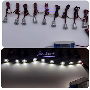 9PCS /1set 12V Mini Indoor LED Spot Luz Downlight Dimmable Empotrables en el Techo de la Escalera, a la Luz de 1W Escaparate de Gabinete Luces