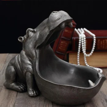 La Empresa Strongwell Hipopótamo Escultura De Almacenamiento De La Bandeja De Resina De Artware Estatua De Decoración, Artículos De Decoración Del Hogar Accesorios De Escritorio Decoración