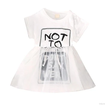 Las Niñas T-camisa de Vestir de los Niños Vestidos Para Niñas Trajes con Tops Camisetas Carta de Impresión de la Gasa Tutu Vestido de Verano de Niños Ropa