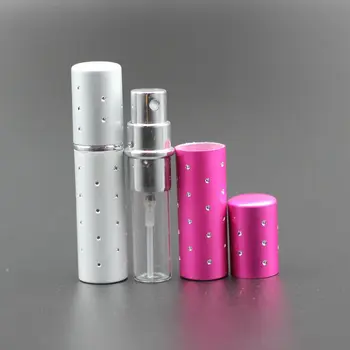 Venta Caliente 20pcs/lote de viaje de la moda 5ml de la Bomba Recargable de Aluminio Anodizado de la Botella de Perfume Con un Punto Spray de Vidrio de la Botella de Perfume