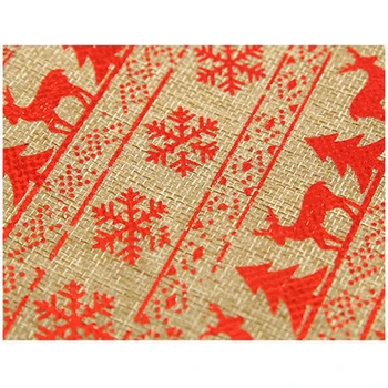 Decoración De La Navidad De Lino Tabla Impresa Corredor De La Bandera De La Cubierta De Mantel Mantel