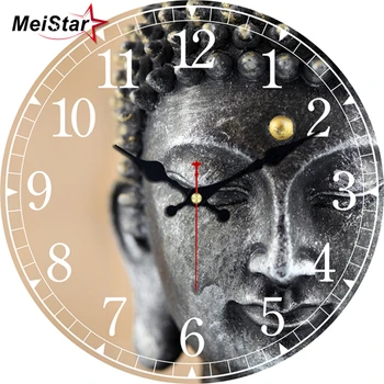 MEISTAR Vintage Reloj de Madera de Buda Diseño de la Silenciosa Sala de estar de la Cocina de la Decoración del Hogar, Relojes de Pared de Arte de Grandes Relojes de Pared 2018