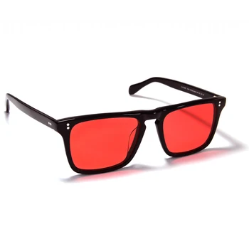 Robert Downey Gafas de sol para el rojo de la lente de gafas de Moda Retro de los Hombres Gafas de sol de la Marca del Diseñador de Gafas de montura de Acetato