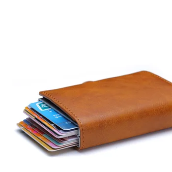 Rfid Protección de Bloqueo de los Hombres de identificación de la Tarjeta de Crédito Titular de la Cartera de Cuero de Metal de Aluminio de Negocios de Tarjeta Bancaria en el Caso de Tarjeta de crédito Titular de la tarjeta