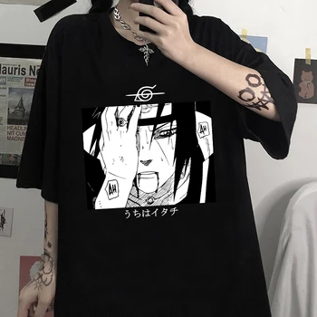 Naruto Itachi Uchiha de Manga Corta de Harajuku Hip Hop camiseta Camiseta