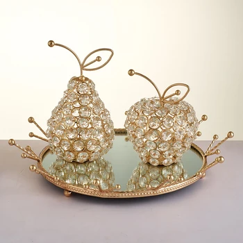 3D de Corte de Cristal de diamante de imitación de la Manzana Pera Ornamento de la Casa de la Boda de Escritorio Decoración de Regalos Decorativos para el Hogar Mesa de Oficina de Arte Figuritas