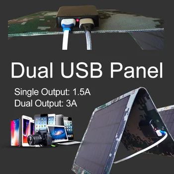 50W Plegable USB Dual del Panel Solar al aire libre Plegable Impermeable del Panel Solar Cargador de Energía Móvil Cargador de Batería Con 4 en 1 Cable