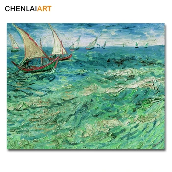 Van Gogh Famoso de Impresión de la Lona de Pintura de paisaje Marino en Saintes Marie Cartel de la Pared de Foto Para la Sala de estar Carteles Y Grabados, Arte de la Pared