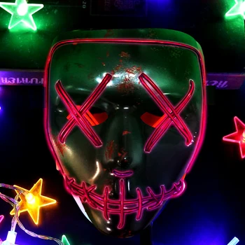 Led Máscara Fiesta De Halloween Mascarada Máscaras De Disfraces De Neón Maske Luz Que Brilla En La Oscuridad Mascara De Terror Maska Brillante Enmascarador