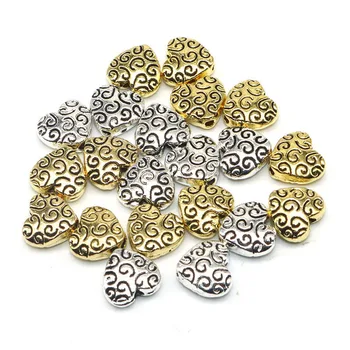 100pcs/lot Tibetano de Plata de Corazón de Color de perlas de 8mm Espaciador de Metal Perlas de encanto artesanal trabajo De BRICOLAJE Pulsera Accesorios de la Joyería