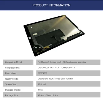 MEIHOUTablet Panel Táctil Para Microsoft Surface PRO3 1631 V1.1 Tableta de la Pantalla Táctil de la Asamblea LTL120QL01 de Reemplazo de Pantalla Táctil