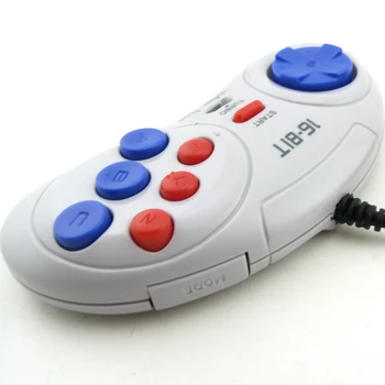 16 bits Clásico con Cable Controlador de Juego para SEGA Genesis 6 Botón de Mando para SEGA Mega Drive en Modo Fast Slow blanco