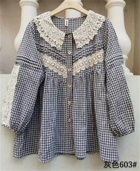 Nuevo Otoño de ropa de cama de algodón a Cuadros de la Camisa de las mujeres tops Japón estilo fresco de manga larga tops camisa