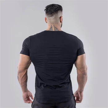 2020 HOMBRES Ropa de Moda Camiseta de los Hombres de Algodón Transpirable para Hombre de Manga Corta de la camiseta de Fitness Gimnasios Camiseta Apretada Verano Casual