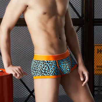Nueva Marca de los hombres de algodón de los boxeadores de los troncos de la ropa interior de color Leopardo sexy pantalones de moda chicos de pantalones bajos de cintura de la ropa interior cómoda