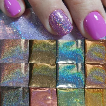 50g/bolsa de Láser Holo de Uñas Glitter Holográfico de Clavo en Polvo Holo de Uñas de Arte de Láser Holográfico Decoración de Uñas de 12 colores
