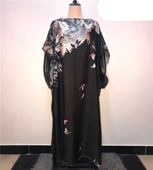 La nueva Moda de Seda Impresa europeo de las mujeres vestido largo y de alta calidad tamaño de 145 cm de longitud*100 cm de ancho mujeres africanas vestido largo