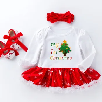 Feliz Navidad Nuevo Bebé Vestido De La Muchacha De 2020 En Bebés Y Ropa Roja Lindo Reno Impreso Vestidos Recién Nacido Vestido De Mameluco