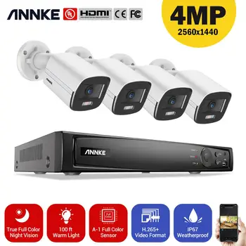 ANNKE 4MP FHD de Red POE Sistema de Seguridad de Vídeo de 8MP POE Grabadora Con 4MP a todo Color de la Visión Nocturna de Vigilancia CCTV Cámaras POE