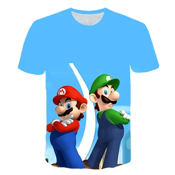 Harajuku 3D de Super Mario Impresión de Camiseta de los Hombres de las Mujeres de Super Mario 3D T-shirt de Impresión Chico Urbano de la Ropa