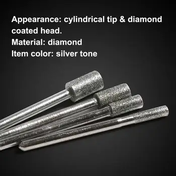 8PCS 3mm,4mm,5mm,6mm Cabeza de recubrimiento de Diamante de la Cabeza de Cilindro Reparación de Molienda de Bits de 3mm Mango Dremel Rebabas Herramienta Rotativa