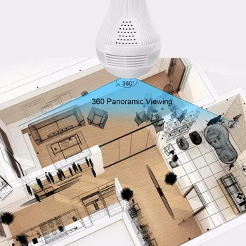 Wifi Panorámica de Ojo de pez de 360 grados de la Cámara IP Inalámbrica Bombilla de Luz LED Mini Cámara de 2MP 3D VR 1080P de Seguridad de la Bombilla de WIFI de la Cámara de CCTV