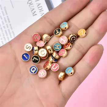 100pcs/lote de 8 mm de Mezclado de colores de la Aleación de la Carta de la Ronda de Perlas Para la Joyería DIY Collar Pulsera de Artesanías hechas a Mano Accesorios