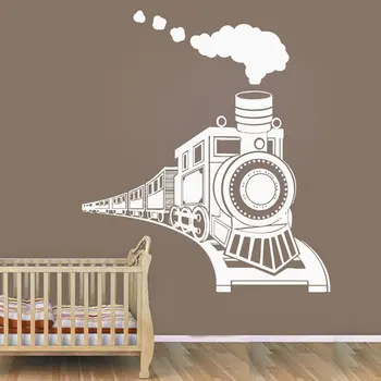 Vinilo Diseño de Arte Cartel Mural Bebé de los Niños del Muchacho Dormitorio Tren de Juguete etiqueta Engomada de la Pared de la Decoración de la Habitación de los Niños la Belleza de dibujos animados XL105