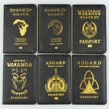 DIKEDAKU Wakanda Titular del Pasaporte Rfid Cruz Patrón de Cuero de la Pu de la Cubierta del Pasaporte Asgard Pasaporte Carteras Bolso de Envío de la Gota