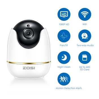 ZOSI 1080P HD 2MP Wifi IP Inalámbrica de Seguridad de la Cámara CCTV de la Vigilancia de Vídeo de Visión Nocturna por INFRARROJOS de Audio PTZ Monitor de Bebé