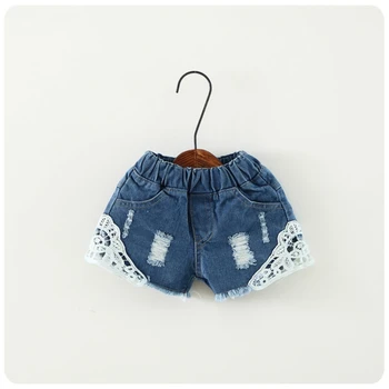 Verano niña cortos de chicas de moda de encaje Floral shorts vaqueros pantalones de mezclilla de niños Bragas 2-12 Y bebé desgaste