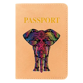El encanto Misterioso Elefante de Impresión de las Mujeres de los Hombres de la Cubierta del Pasaporte de Viaje de Cuero de IDENTIFICACIÓN de la Tarjeta de Crédito Titular de la Cartera de Bolsas de