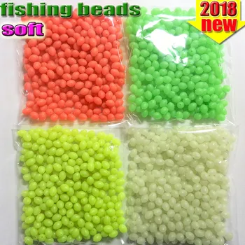 Oval de la pesca de perlas 300pcs/lot de perlas luminosas de pesca señuelo de plástico que brillan en la oscuridad de color rojo amarillo blanco verde MM*MM