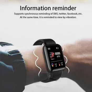 116plus Inteligente de Pulsera Impermeable de Fitness Tracker Reloj Ritmo Cardíaco Monitor de Presión Arterial Podómetro Inteligente de la Banda de Mujeres Hombres
