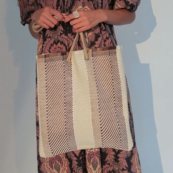 2018 mujeres de Corea Especiales de moda tejidos de lona bolsa de tejido Simple étnica de viento de la bolsa de asas