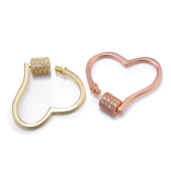 Corazón Sahpe Con Cubic Zirconia Ganchos de Mosquetón de la Joyería de Marca Para Niñas DIY Collar de las Pulseras hechas a Mano Accesorios