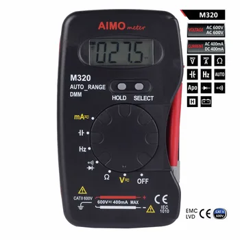 De Tamaño de bolsillo de Mano LCD Multímetro Digital DMM Frecuencia de la Capacitancia de los Probadores de la Medición de la retención de Datos de Rango Automático AIMO M320