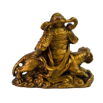 Feng Shui de Latón Dios de la Riqueza Tsai Shen Yeh Sentado en Tigre Estatua, Estatuilla+ Gratis Mxsabrina cordón Rojo Pulsera M5021