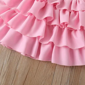 El otoño de las Niñas de Bebé Vestido de Fiesta 2020 Sólido de color Rosa Niña de Vestido de Noche Para una Boda de Cumpleaños de los Niños Capas de Vestidos Para 1-6Y Chica de la Ropa